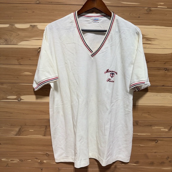 VTG 70’s Champion Minnesota Twins MLB Baseball V-Neck T-Shirt XL 1970’s/1980’s - Picture 1 of 7